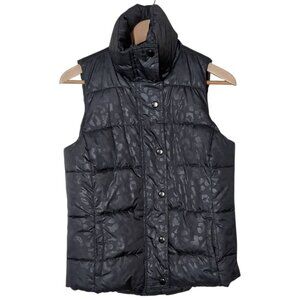 Animal Print Puffer Vest Womens Small Old Navy High Collar